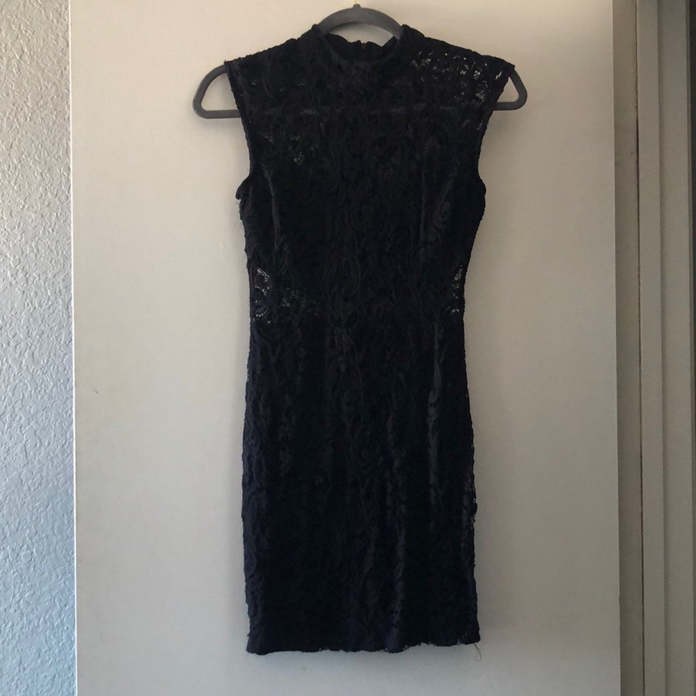Black lace dress with bandeau bra bare midriff. Size xs x small. B Darlin